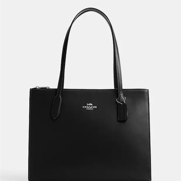 NWT Coach Black Leather large Tote Bag - Picture 1 of 3